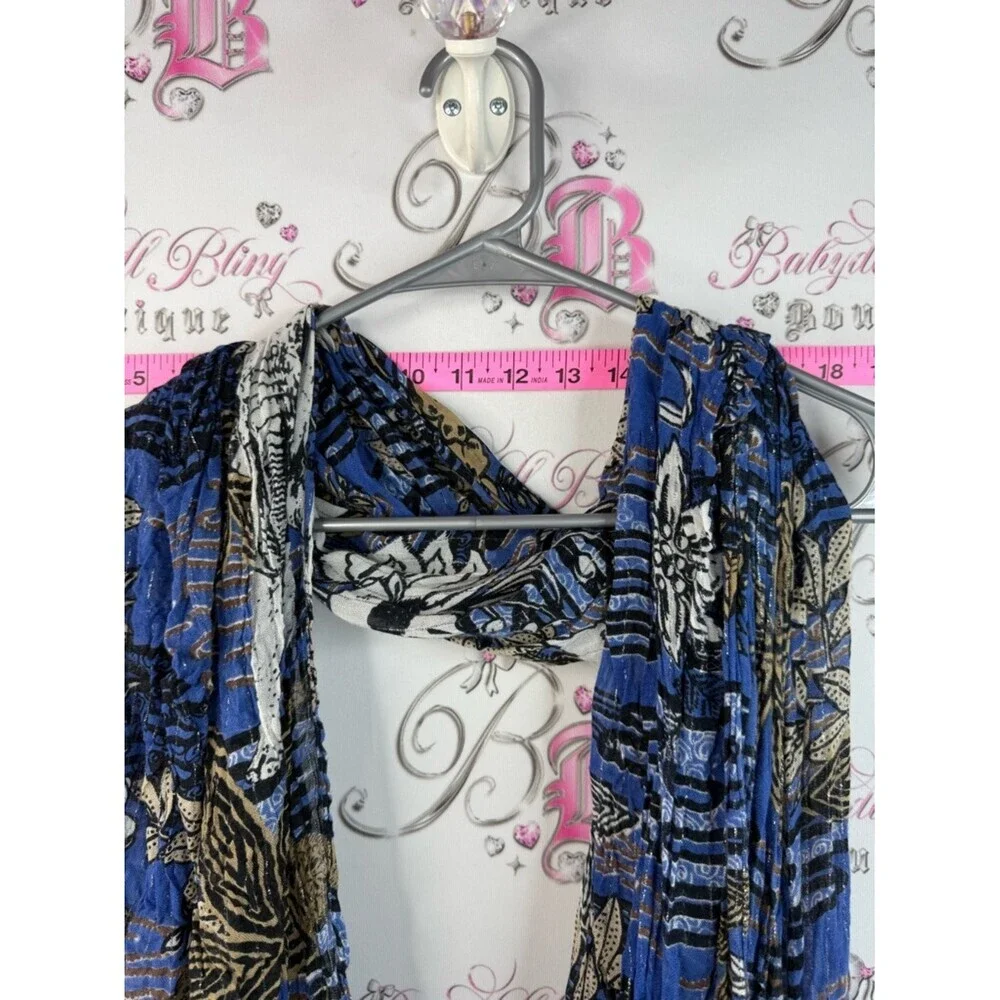 Romano shawls scarf Blue Floral Print Lightweight Women's Scarf with Tassels